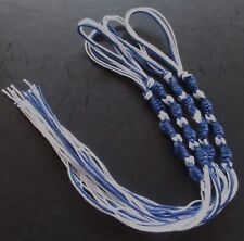 Tzitzit 4pc white with dark royal blue  (HANDMADE) 100% Mercerized Cotton. picture