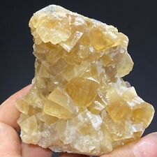 320g Translucent Gold Yellow/White Cubic Calcite Crystal Mineral Specimen picture