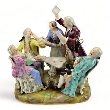 Large Antique Meissen Porcelain Group Figurine of Card Players Model No. 382 picture
