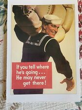 vintage postcard WWII propaganda American sailor If you tell where hes going he picture