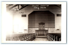 c1941 US Army Military Chapel Interior View Camp Cooke CA RPPC Photo Postcard picture
