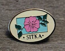 New Sitka, Alaska USA Pink Fireweed Flower Oval Travel/Souvenir Lapel Pin picture