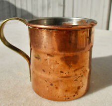 Vintage 1 Cup/8 oz Copper Mug Tin Lined Brass Handle picture