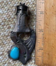 BENNIE RATION TURQUOISE STERLING SILVER LONG HAIR KACHINA PIN PENDANT picture