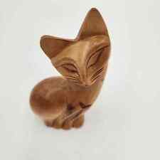 Vintage MCM Hand Carved Blonde Wood Sweet-Faced Siamese Cat 6