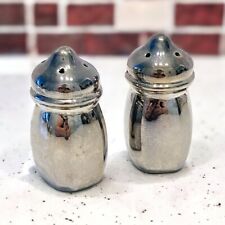 Set of 2 Vintage War Lead Silver Plated Mini Salt and Pepper Shakers Collectible picture