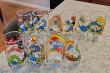 Smurf Smurfs Vintage 1982 & 1983 Peyo Collectible Drinking Glasses Set of 10 picture