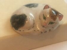  Vtg 1989's Signed  BE Sleeping Cat Miniature  House Figurine  picture