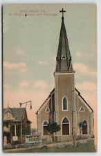 Postcard St. Mary's Church and Parsonage in Coal Dale, PA Horse and Carriage picture