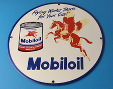 Vintage Mobil Sign - Pegasus Mobilgas Gas Oil Can Bucket Porcelain Pump Sign picture