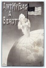 Humor Postcard North Pole Expedition Patriotic Flag Globe c1910's Antique picture