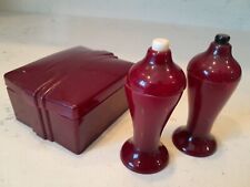 Vintage 1930s CARVANITE  Art Deco Salt & Pepper Shakers Set Celluloid W/Case picture