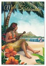 Hawaiian Christmas 10 Pack Cards Hula Girl Ukulele Hawaii Mele Kalikimaka New picture