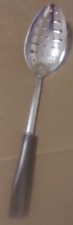 Vintage Ekco Chromium Plated Slotted Serving Cooking Spoon Black Handle USA 12