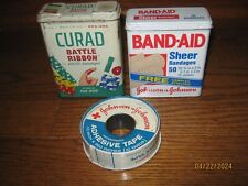 Vintage Curad Bandages Battle Ribbon & Band-Aid Sheer Strips - Metal Boxes Empty picture