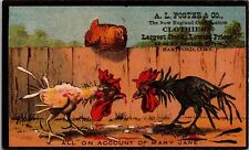 AO-378 CT Hartford A  Foster Clothiers Cock Fight Mary Jane Victorian Trade Card picture