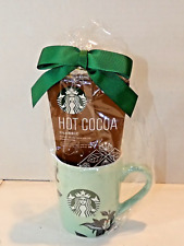 New STARBUCKS Hot Chocolate 12oz Green Mug Cup Holliday Gift Set Kit picture