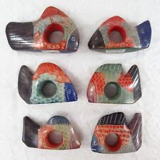Walt Disney Stone Fish Napkin Rings ~ Hand Carved in Kenya ~ Set of 6 picture