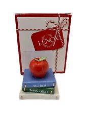 Lenox Best Teacher Ever Apple Books 2.6” Porcelain Ornament In Box *Read* picture