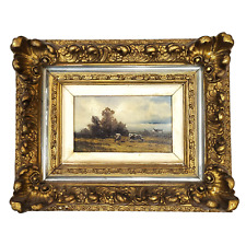 Superb ANTIQUE Continental 19th / 20th C Framed LANDSCAPE & Cows OIL PAINTING picture
