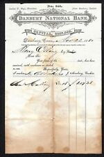 Danbury National Bank 1880 Billhead / Receipt Henry Elling* Virginia City, MT picture
