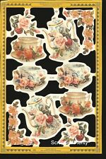 Mamelok Embossed Vintage Style Scrap Die Cut  - Old Fashioned Tea Cups  A168 picture