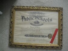 Antique 1900 Lehigh County Public Schools Diploma Fancy Carved Wood Framed  picture