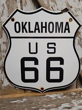 VINTAGE OKLAHOMA ROUTE 66 PORCELAIN SIGN US HIGHWAY ROAD TRANSIT SHIELD MARKER picture
