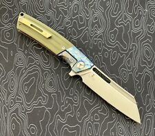 Customized Twosun TS454 3.75” 14C28N Blade Color Titanium W/Green G10. Beauty picture