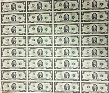RARE UNCUT SHEET 32 $2 TWO DOLLAR BILLS/FEDERAL RESERVE NOTES - 2013 DALLAS, TX picture