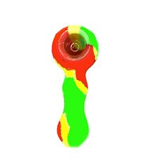 Unbreakable Silicone Tobacco Smoking Pipe w/ Clear Bowl Red Yellow & Green picture