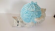 VTG GRAY KITTEN WITH BLUE EYES PLAYING WITH BALL OF YARN COOKIE JAR Marianne picture