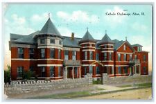 1909 Catholic Orphanage Exterior Building Road Alton Illinois Vintage Postcard picture