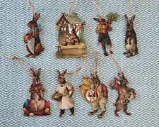Bethany Lowe Inspired Vintage Imagery Wood Die Cut Easter Ornaments *Set of 8 picture