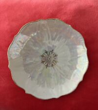 Vintage Opalescent Ruffled Edge White Small China Trinket Dish 4-1/2’’ Gold Trim picture