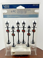 NEW LEMAX Gas Lantern Street Lamps Set 6 Christmas Wreaths Battery #64499 picture