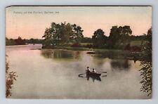 Goshen IN-Indiana, Fishing On The Elkhart River, Vintage c1912 Postcard picture