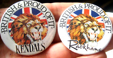 RACKHAMS & KENDALS Dept stores BRITISH & PROUD OF IT vintage 1970-80s pin BADGES picture
