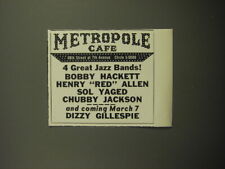 1960 Metropole Cafe Ad - 4 great Jazz Bands Bobby Hackett Henry Red Allen picture