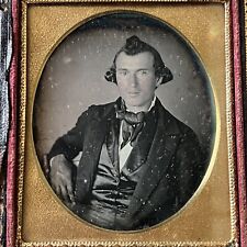 Antique Cased Daguerreotype Photograph Handsome Charming Young Man Great Hair picture