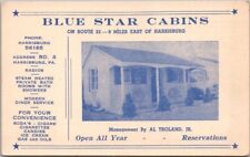 Harrisburg Pennsylvania Postcard BLUE STAR CABINS Route 22 Roadside 1940s Unused picture