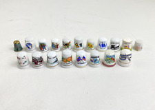 Vintage Sewing Thimble Lot of 19 Assorted Souvenir Amish States Nature Avon picture