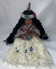 Vintage Native American Braided Yarn Doll 14” Handmade Plastic Face picture