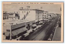 c1940's Looking East On 19th Street Eye St. Bakersfield California CA Postcard picture