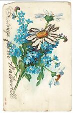 Greetings From Waterville Maine ME 1906 Floral Glitter Postcard Flowers picture