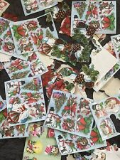 Die-Cut Vintage Christmas Stickers Santa Envelope  Seals Gummed Lick Stick No 7 picture