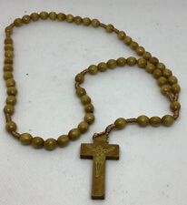 Light Brown Jatoba Wooden Beads Catholic Rosary Necklace wood Cross Crucifix 21” picture