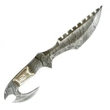 Double Bladed Tracker Knife- High Carbon Damascus Steel Blade- Hunting Knife picture