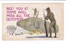 [81418] 1918 WW1 POSTCARD showing AMERICAN TANK GOING AFTER GERMAN SOLDIERS picture