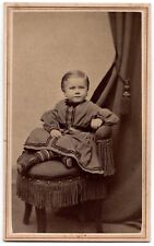 ANTIQUE CDV CIRCA 1860s R.B. LEWIS CUTE GIRL IN DRESS CIVIL WAR ERA HUDSON MASS. picture